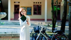 Woman brunettes vietnamese ao dai