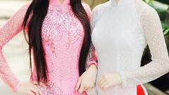 Woman brunettes vietnamese ao dai