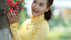 Woman brunettes vietnamese ao dai