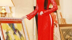 Woman brunettes vietnamese ao dai