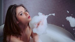 Woman bubbles bathroom brunettes bathtubs eternal desire 