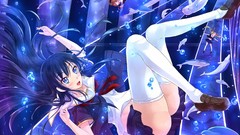 Woman bubbles Dolphins underwater legs anime girls blue eyes 