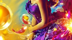 Woman bubbles multicolor artistic
