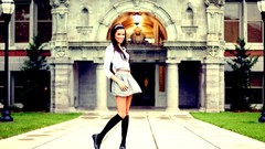 Woman buildings skirts