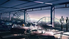 Woman cactus Tables restaurant roller coasters