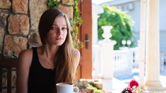 Woman cafe blue eyes brunettes models nude Met-Art magazine 