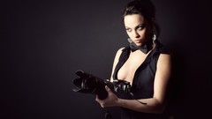 Woman Cameras black hair boobs no bra