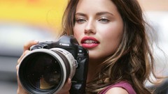 Woman Cameras brunettes models canon adriana lima