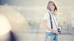 Woman Cameras outdoors brunettes