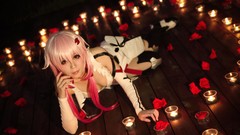 Woman Candles pink hair long hair guilty crown pigtails 