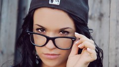 Woman cap glasses