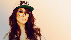 Woman cap glasses faces brunettes models hipster