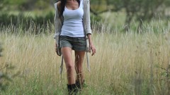 Woman cap jungle Shorts Bailey jackets outdoors models photo 