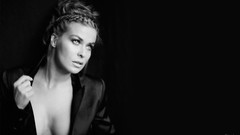 Woman Carmen Electra faces monochrome models portraits grayscale