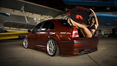 Woman cars back view