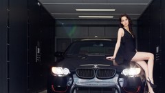 Woman cars black cars