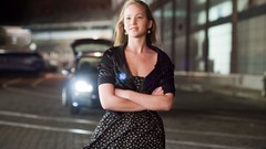 Woman cars blondes cityscapes jennifer lawrence