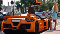 Woman cars blondes orange cars Gumpert Apollo