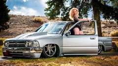 Woman cars blondes tattoos