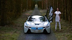 Woman cars BMW girls with cars BMW i8 concept