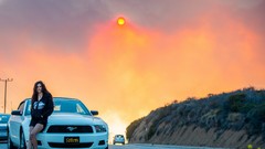 Woman cars brunettes Ford mustang 45surf