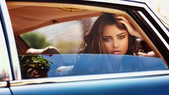 Woman cars brunettes girls with cars minidress