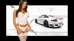 Woman cars Celebrity brunettes cleavage porsche 911 Lucy Pinder 