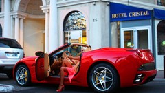 Woman cars Ferrari red cars