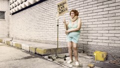 Woman cars funny streets wash bikini