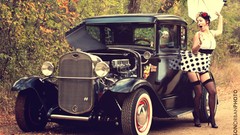 Woman cars funny vintage skirts skirt lift