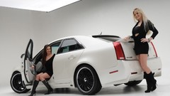 Woman cars legs blondes brunettes models low-angle shot high 