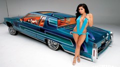 Woman cars lowriders Cadillac
