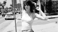 Woman cars monochrome greyscale