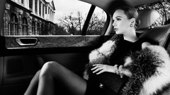 Woman cars monochrome models greyscale