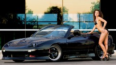 Woman cars Nissan widescreen black cars