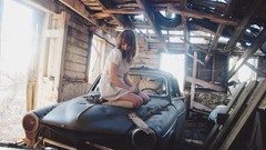 Woman cars Photographers abandoned legs redheads teen