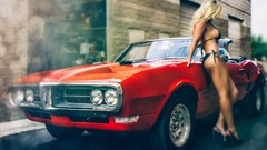 Woman cars Pontiac bikini high heels girls with cars