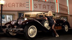 Woman cars Rolls Royce blondes vehicles classic cars front 