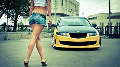 Woman cars Shorts legs long legs denim shorts girls with cars