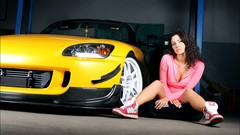 Woman cars sports cars girls with cars yellow cars