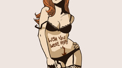 Woman cartoons body painting Wish You Were Here