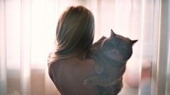 Woman cats back view