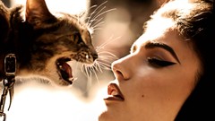 Woman cats brunettes