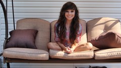 Woman cats couch brunettes pierced nose