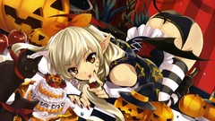 Woman cats ears tails striped legwear