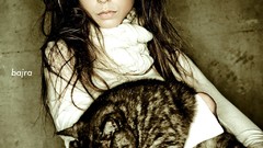 Woman cats faces asians artwork