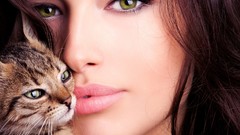 Woman cats faces Bengal