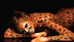 Woman cats Leopards artwork body painting