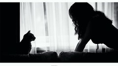 Woman cats monochrome grayscale sergey piltnik