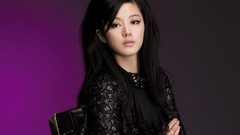 Woman Celebrity Actress asians long hair models black dress 